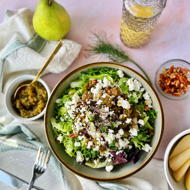 Entree Sausage & Pear Salad.